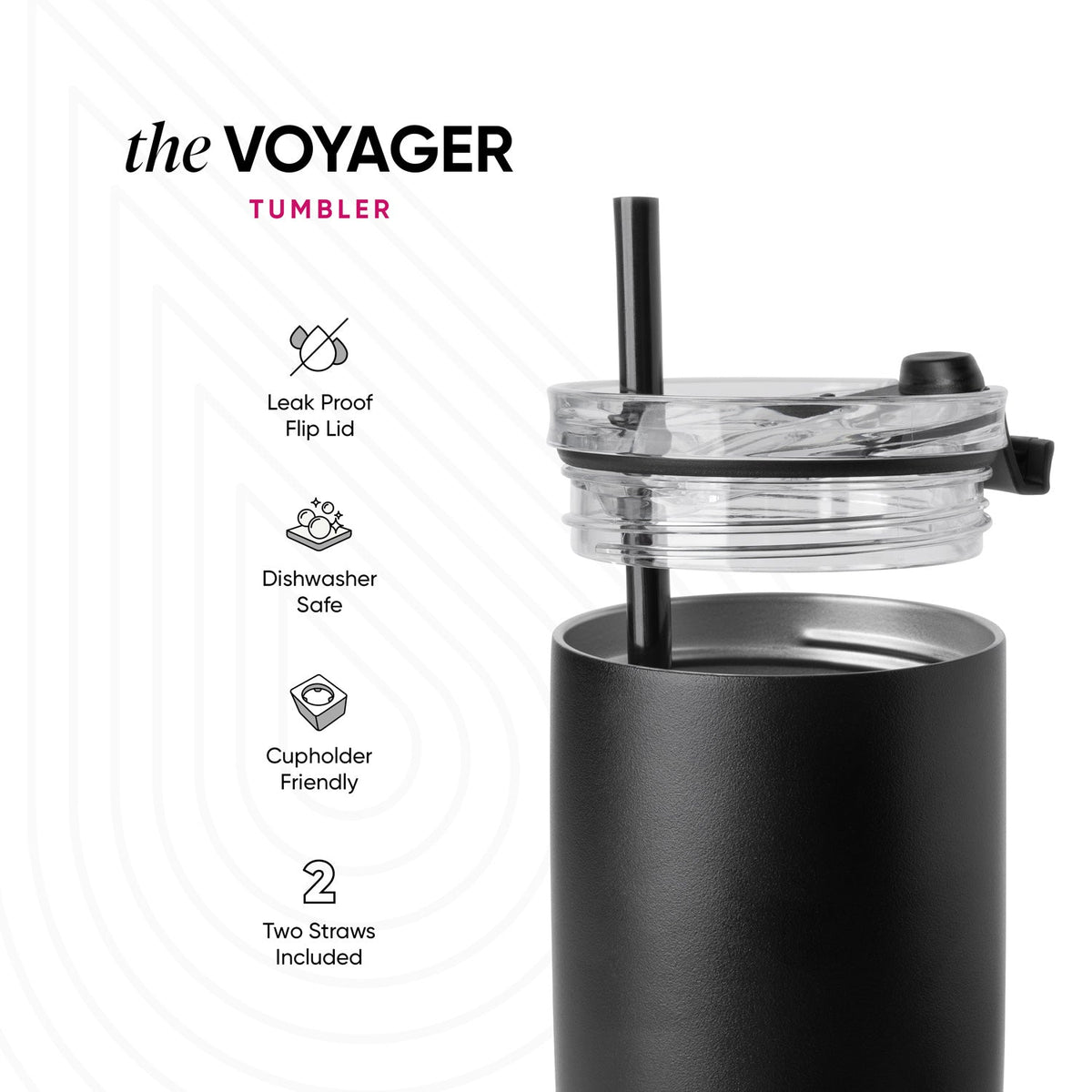 Collegiate Voyager Tumbler with Clear Flip Lid & Straw
